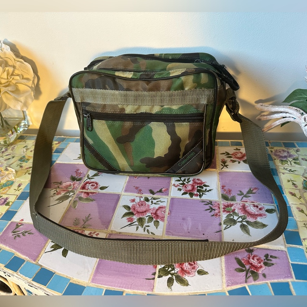 Camouflage Camo Cameron Camera Shoulder Crossbody Bag 🖤🤎💚